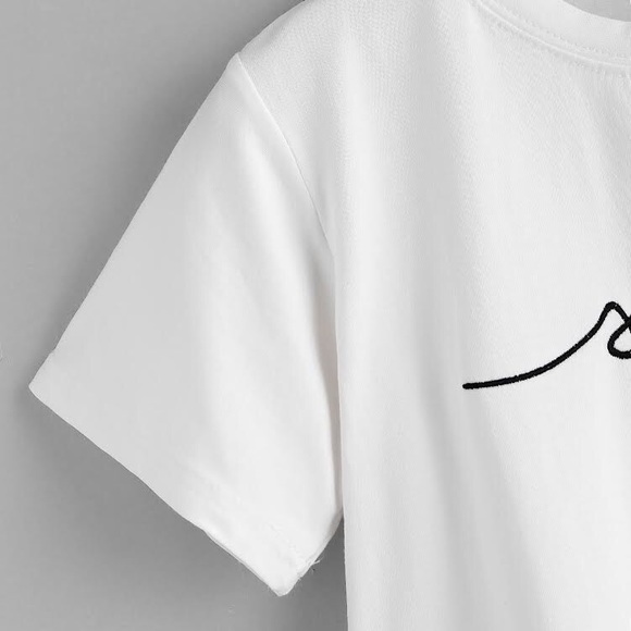 Embroidered Smile White Tee - Picture 4 of 4